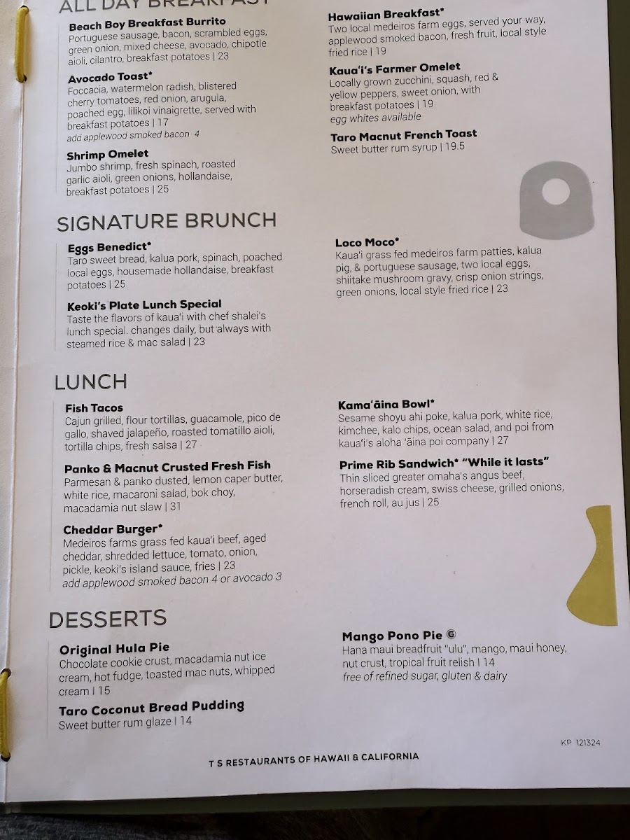 Keoki's Paradise Menu - Image 4